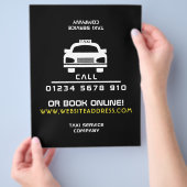 White Taxi Cab Logo with Price List Flyer (Hand)