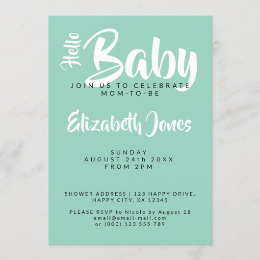 White & Teal Checkerboard Baby Shower Invitation Einladung (Vorderseite)