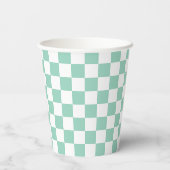 White & Teal Checkerboard Paper Cups Pappbecher (Rückseite)