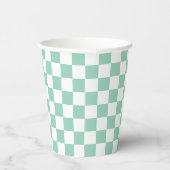 White & Teal Checkerboard Paper Cups Pappbecher (Rechts)