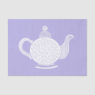 White Teapot auf Lavendel Seidenpapier
