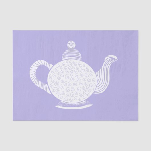 White Teapot auf Lavendel Seidenpapier (Vorderseite)