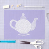 White Teapot auf Lavendel Seidenpapier (Handwerk)