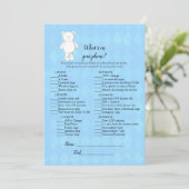 White Teddy Bär auf Ihrem Telefon Baby Duschspiel Einladung (Stehend Vorderseite)