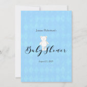 White Teddy Bär auf Ihrem Telefon Baby Duschspiel Einladung (Rückseite)