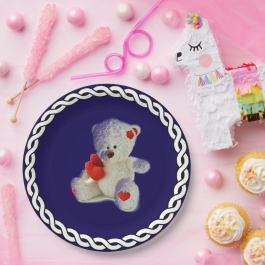 White Teddy Bär Pappteller (Party)