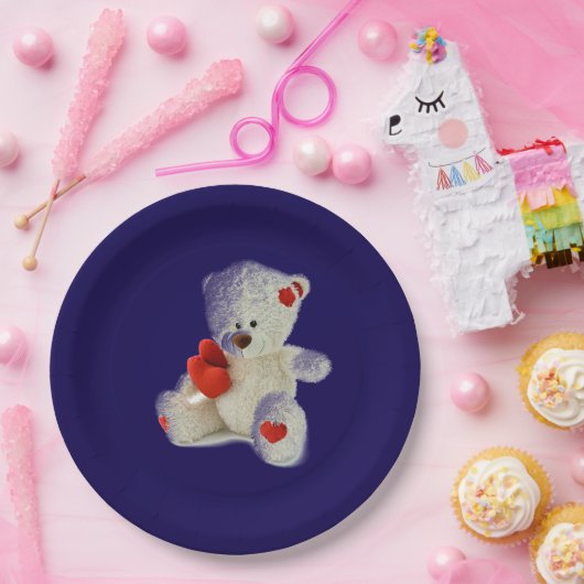 White Teddy Bär Pappteller (Party)
