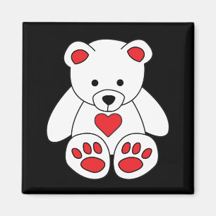 White Teddy Bären Herzchen Valentinstag I Liebe Si Magnet