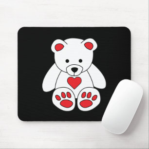 White Teddy Bären Herzchen Valentinstag I Liebe Si Mousepad