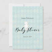 White Teddy Bären in Ihrem Pursuit Baby Duwer Game Einladung (Rückseite)