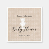 White Teddy Bear Baby Dusche Modern | Tan-Raute Serviette (Vorderseite)