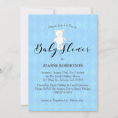 White Teddy Bear Diamond Blue Babydusche Einladung (Vorderseite)