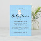 White Teddy Bear Diamond Blue Babydusche Einladung (Stehend Vorderseite)