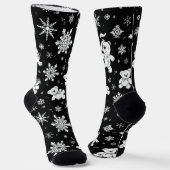 White Teddy Bear & Snowflake Seamless Pattern Socken (Gewinkelt)