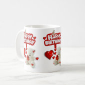 White Teddy Bear Tasse Happy Birthday Tasse (Vorderseite Links)