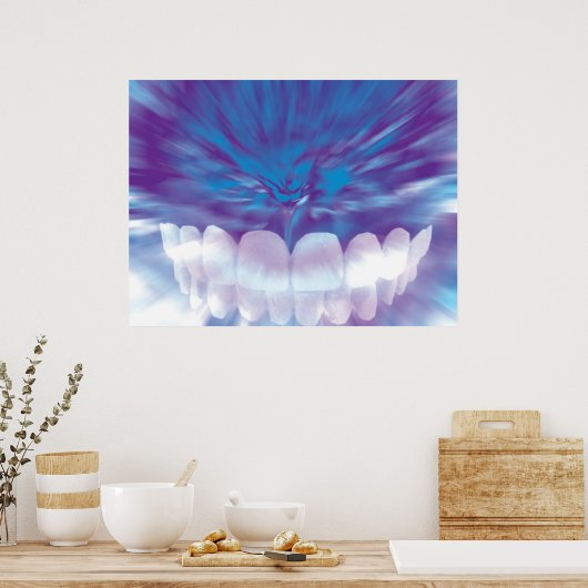 White Teeth Bite Dentist Orthodontist Poster (Küche)
