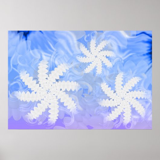 White Teeth Smile Blume Zahnarzt Blue Poster (Vorne)