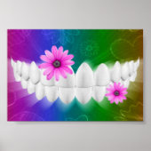 White Teeth Smile Pink Blume Zahnstocher Poster (Vorne)