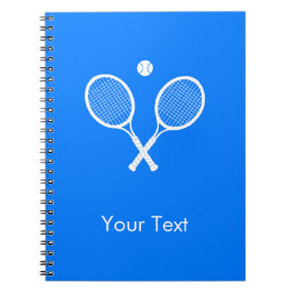 White Tennis Rackets auf Blue Personalisiert Notizblock