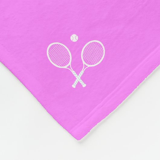 White Tennis Rackets & Ball Deep PInk Fleecedecke (Ecke)