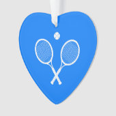 White Tennis Rackets Blue Heart Ornament (Vorderseite)