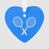 White Tennis Rackets Blue Heart Ornament (Rückseite)