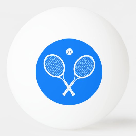 White Tennis Rackets Blue Ping Pong Balls Tischtennisball (Vorderseite)