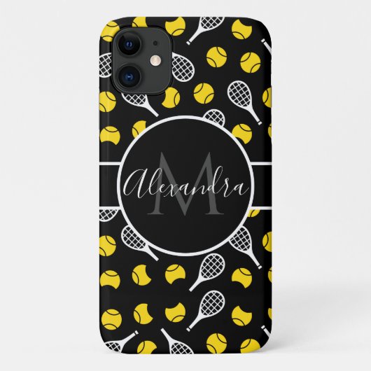 White Tennis Rackets & Halb Balls Sport Ihr Name Case-Mate iPhone Hülle (Rückseite)