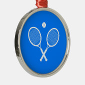 White Tennis Rackets und Ball Blue Ornament Aus Metall (Rechts)