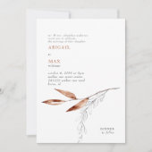 White & Terracotta Moderne Foliage Wedding Einladung (Vorderseite)