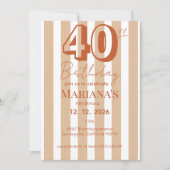 White & Terracotta Stripes Modern Scripted Einladung (Vorderseite)