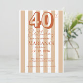 White & Terracotta Stripes Modern Scripted Einladung (Stehend Vorderseite)