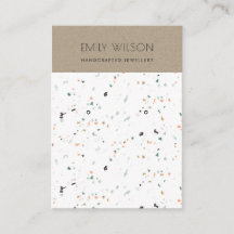 WHITE TERRAZZO TEXTURE KRAFT EARRING DISPLAY LOGO