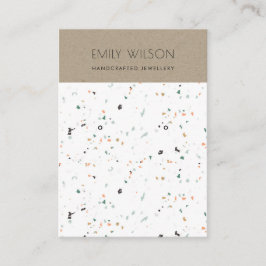 WHITE TERRAZZO TEXTURE KRAFT EARRING DISPLAY LOGO VISITENKARTE
