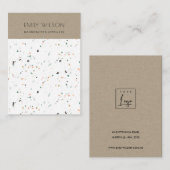 WHITE TERRAZZO TEXTURE KRAFT EARRING DISPLAY LOGO VISITENKARTE (Vorne/Hinten)