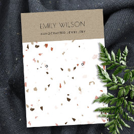 WHITE TERRAZZO TEXTURE KRAFT EARRING DISPLAY LOGO VISITENKARTE