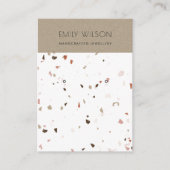 WHITE TERRAZZO TEXTURE KRAFT EARRING DISPLAY LOGO VISITENKARTE (Vorderseite)