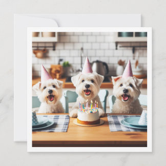 White Terrier Card, White Terrier Geburtstag Einladung