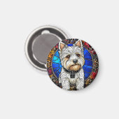 White Terrier Dog Portrait Magnet (Vorderseite/Rückseite)