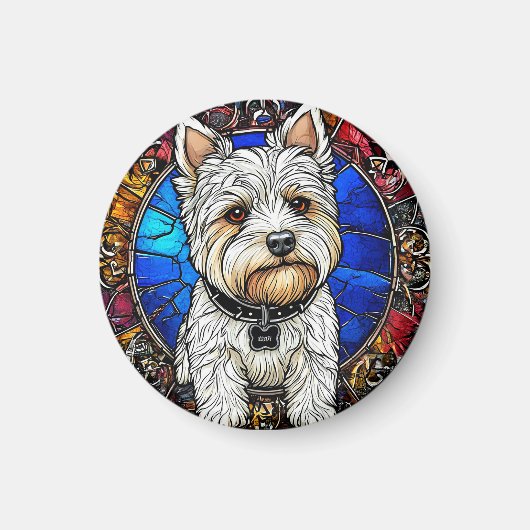White Terrier Dog Portrait Magnet (Vorne)