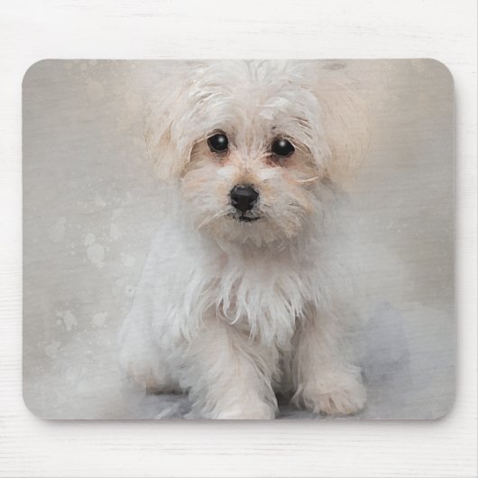 White Terrier Puppy Wasserfarbe für Hunde Mousepad (Vorne)