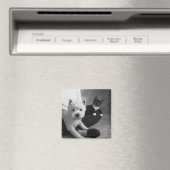 White Terrier und Katze Teilen Sie die Liebe Magnet (In Situ (Geschirrspüler))