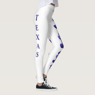 White Texas Staat Blume Blue Bonnet Leggings
