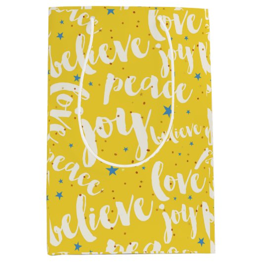 White Text Design Mittlere Geschenktüte (Vorderseite)