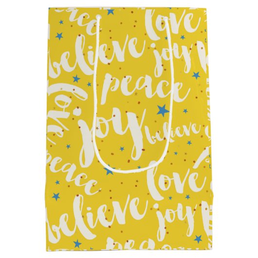 White Text Design Mittlere Geschenktüte (Rückseite)