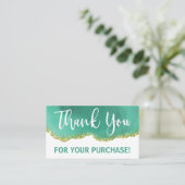 White Text Gold Aquamarin Agate Vielen Dank kaufen Visitenkarte (Stehend Vorderseite)