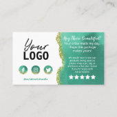 White Text Gold Aquamarin Agate Vielen Dank kaufen Visitenkarte (Rückseite)