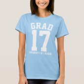 White Text Grad 2017 Schulname T-Shirt (Vorderseite)