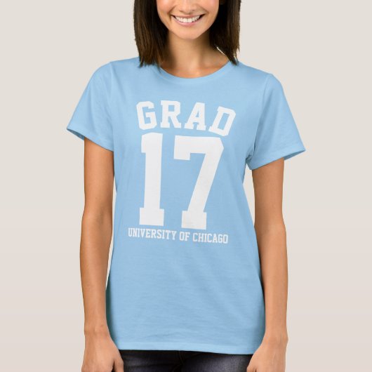 White Text Grad 2017 Schulname T-Shirt (Vorderseite)