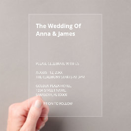 White Text Moderne Hochzeit Akrobielle Einladung